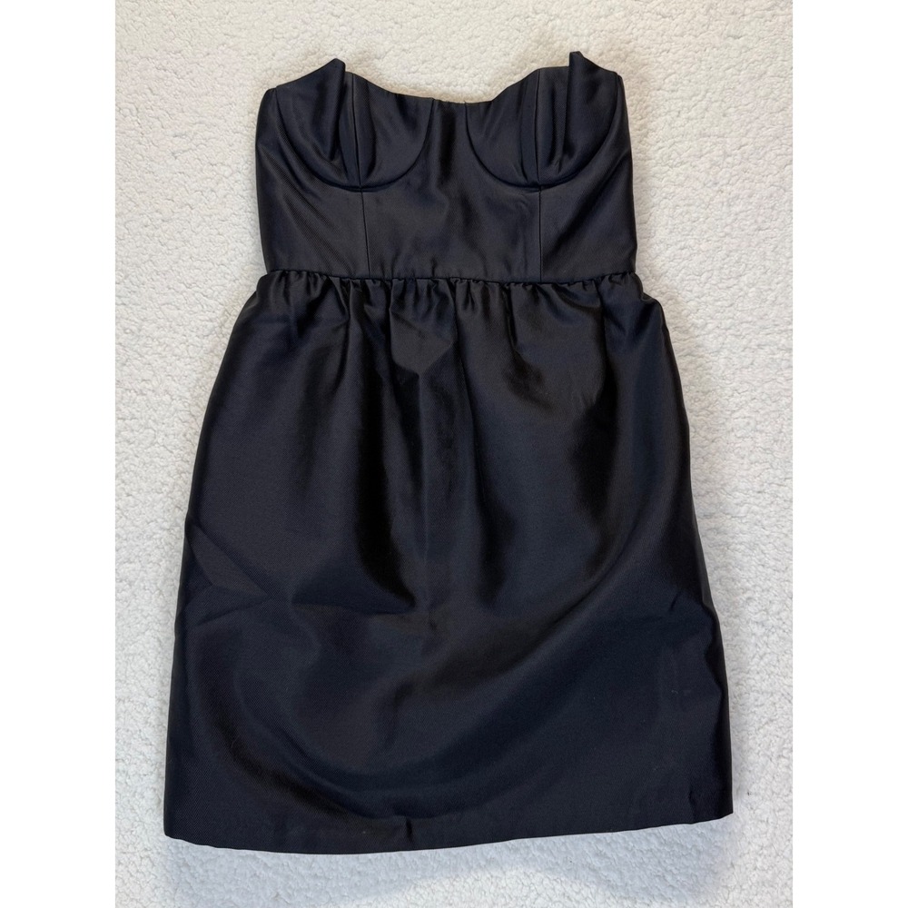 Jill Stuart Black Silk Wool Blend Strapless Bustier Dress Size 6‎